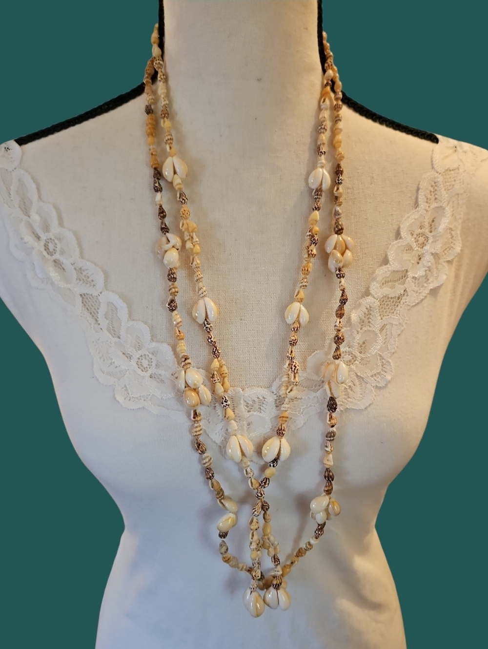 Vintage Set Of Two Hawaiian Seashell Lei Necklaces